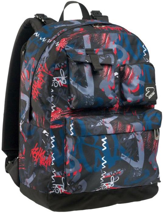 Zaino scuola Reversible Pockets Grs auricolari Wireless Seven Walltype, Jet Black